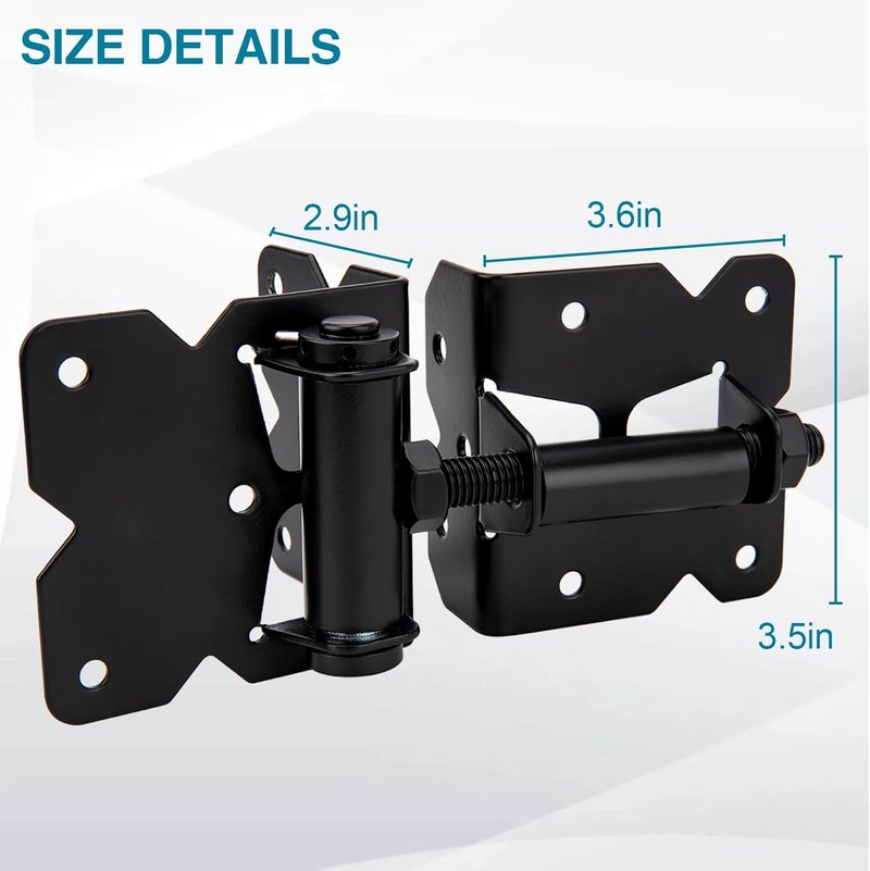 CMOOD Self Locking Gate Latch and Gate Hinges Set Heavy Duty Hardware Hinges for Vinyl and Wood Fence with Installation Screws and Swing Adjuster Tool Heavy Duty 1 Gate Latch 2 Gate Hinge - Image 3